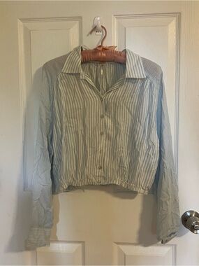 Free People Light Blue & White Striped Button-Down Shirt